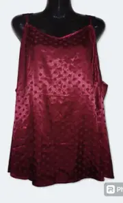 SIZE 24 WOMENS DEEP RED SLEEVELESS LACE TRIM PYJAMA TOP TAKING SHAPE TS