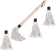 Totority 1 Set BBQ Basting Mop with Replaceable Baking Brush Heads Assorted Color Kitchen Grill Oil Brush for Moistening and Flavoring Grilled Foods