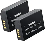 MINSHI LP-E17 (2 Pack) Replacement Battery Compatible with Canon EOS 850D 【7.2V 1200mAh】 High Performance Compatible Camera Battery 2023KA