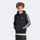 【adidas 愛迪達】上衣 男款 長袖上衣 帽T 運動 三葉草 國際碼 3-STRIPES HOODY 黑 IM2088