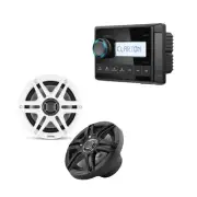 Clarion CMM-20 Marine Source Unit with LCD Display with CMS-651-SWB 6.5-inch ...