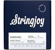 Stringjoy BAL97 7 String Signatures Nickel Electric Guitar Strings, (Balanced Super Light Gauge, 9-54)
