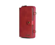 C01 Red Crossbody Zipper Smartphone Leather Case Detachable Multilayer Card Wallet Phone Cover Holder Type for IPhone 12mini