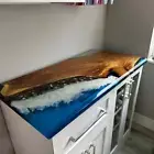 Ocean Kitchen Island Slab, Walnut Kitchen & Bar Table, Patio Modern Epoxy Slab