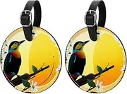 [CWAGFEQZ] 2-Pc Luggage Tags for Suitcases,Travel Tags for Luggage,Toucan Tropical Flower Moon