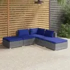 Modular Design Garden Lounge Sofa Footrest Set With Cushion Outdoor Furniture 5X