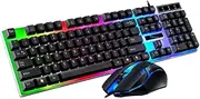 SEWACC Ergonomic Gaming Keyboard and Mouse Set Backlit Keyboard Wireless Mouse Computer Accessories Black