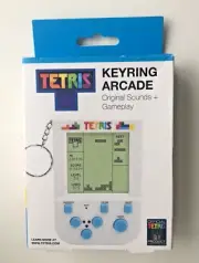 TETRIS KEYRING ARCADE Mini Handheld Travel Game w/ Original Sounds - Creased Box