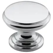 3.2cm Round Flat Cupboard Knob, Chrome