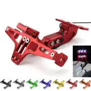 1 Universal Motorcycle Adjustable License Number Plate Holder LED Light Bracket
