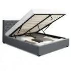 Bed Frame Double Size Gas Lift Grey VILA Artiss