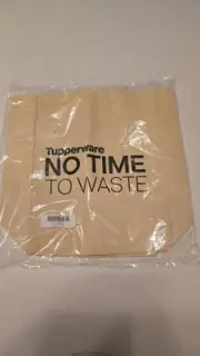 Tupperware NO TIME TO WASTE Canvas Tote Shopping Reusable Bag - New