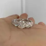 3CT Round Moissanite Women's Five-Stone Engagement Ring Real 925 Sterling Silver