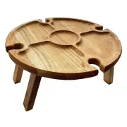 High Quality Wooden Folding Picnic Table Portable Chair Casual Snack Tray Wine R