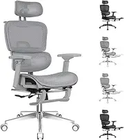 [ALFORDSON] Ergonomic Office Chair with 3D Adjustable Armrest and Headrest & Footrest, Mesh Gaming Chair for Executive Computer Desk, Recline & Tilt with Adaptive Back Support, Max 180kg, Prox All Grey