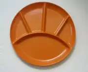 Orange Hard Plastic Sectional Plates Set of 4 Sectional 9x9" New