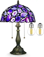 Tiffany Style Table Lamp, Agate Slice Stained Glass Lamp 12X12X19 Inches Tiffany