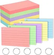 Index Cards 3" x 5", 300 Pieces Ruled Index Cards with Ring,Both Sides Lined Colored Index Flashcards,Heavy Note Cards,Study Cards,Memo Scratch Pad for Home Office School
