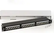 Network Patch Panel with 24 RJ45 Ports CAT 6 Shielded 19 Inches Black