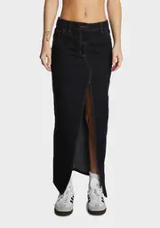 [Lioness] Split Midi Skirt - Dark Denim