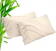 Bamboo Pillow Cases Standard Size 2 Pack, Khaki Cooling Pillowcases with Envelope Closure, Cool & Breathable Pillow Case for Hot Sleepers and Night Sweats, 20x26 inches