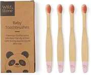 Wild & Stone Organic Baby Bamboo Toothbrushes | 4 Pack | Soft Bristles | 100% Compostable Handle | BPA Free | Vegan Baby Toothbrushes (Baby Pink)