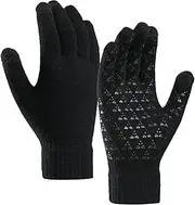 [Gooddyiyukey] Winter Gloves,Thermal Knit Lining Full Fingers Touch Screen Warm Gloves for Driving Kids Hiking Cold Weather
