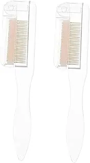 PAMINGONO 2pcs Stainless Steel Folding Eyebrow Lash Comb for Women Men Makeup Tool Brow Brush Eyelash Brush