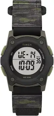 Timex Kid's Green Camo Digital Watch 35mm FastWrap Fabric Strap - TW7C77500