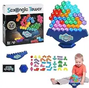 Qkbuza Tower Balance Stacking Blocks | Hexagonal Building Blocks Puzzle | STEM Toys for Kids and Adults, Learning Activities for Family Game Night