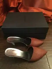 NIB Narciso Rodriguez Brown Athena Mid Heel Slide Mule Sz 37.5 US 7.5 $750