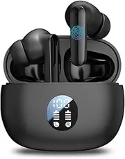Wireless Earbuds, Bluetooth 5.46 Headphones with HiFi Stereo Sound, 48H Playtime with LED Power Display Charging Case, IP6 Waterproof in-Ear Earphone with Mic for Sport (Black)