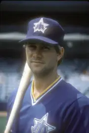 Jim Presley Seattle Mariners poses for this portrait prior to Baseball '88 Photo