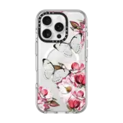 iPhone 16 Pro Clear Case MagSafe Compatible MAGNOLIA & BUTTERFLY