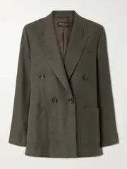 [Loro Piana] Loro Piana - Genny Double-breasted Linen And Wool-blend Blazer - Dark green - IT42 IT 42 Green
