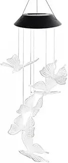 Colour Changing Wind Chimes LED Light Hanging Decor Outdoor Solar Powered Garden, Durable Crystal Ball Design, Night Glow, Easy Installation, 6-12 Hours Working Time