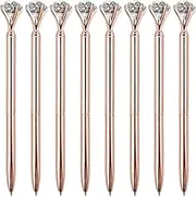 Labymos 8 PCS Upgraded Rose Gold Diamond Ballpoint Pens with Big Colorful Diamond Bling Metal Ballpoint Pen Office Supplies Gift Pens For Christmas Wedding Birthday