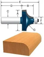 Bosch 85594MC 1-1/4 In. Carbide-Tipped Roundover Router Bit for Edges