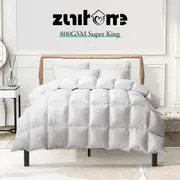 ZUNI Goose Down Duvet Quilt 800GSM Duvet Doona Winter Summer Quilt Super King