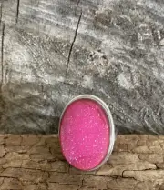 Pink Druzy Sterling Silver Ring Size 7