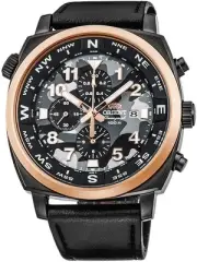 Orient Pilot TT17003B Quartz Watch Chronograph Army Black Dial Made in Japan