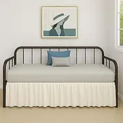 Cottington Lane Ruffled Daybed Skirt with Split Corner, Premium Hotel Quality Brushed Microfiber Twin Size Gather Dust Ruffle 16 Inch Drop Sofa Bedskirt, Easy Fit, Stay in Place, Ivory
