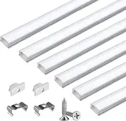 [AcbbMNS] 6 Pcs 3.3FT/1M U Shape LED Channel Diffuser Aluminum Channel Holder with Milky Cover for LED Strip Light Installations, Including End Caps, Mounting Clips and Screws