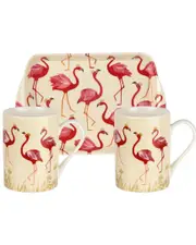 Pimpernel Sara Miller London For Pimpernel Set of 2 The Flamingo Collection Mugs & Tray