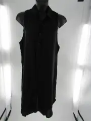Women's Black Button Up Tunic Blouse Shirt Sleeveless Size Large NWT
