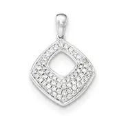 14K White Gold Pav?â?? Diamond Square Pendant