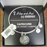 Alex & Ani Capricorn Horoscope Silver Tone Charm Bangle New W/Tag Card & Box