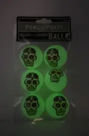 Pong Party SUGAR SKULL Glow in the Dark Balls set of 6 [NEW]