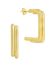 Sterling Forever 14K Plated Baguette Hoops