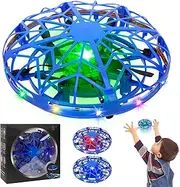 Flying Toy, Mini Drone Flying Ball for Children Adults, Infrared Induction Hand Controlled Hover Flying Ball with LED Lights, Drone Toy Gifts for Boys Girls, Blue